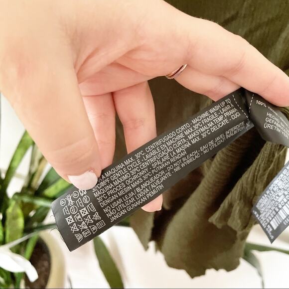 ZARA Knit Ribbed Army Green Blouse Sz S - Picture 6 of 8